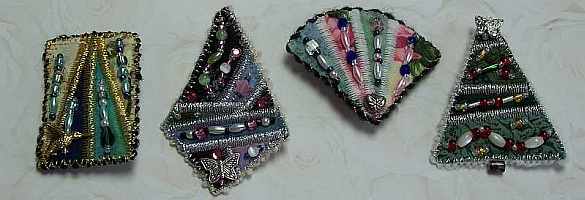 Bead Embellished Art Quilt Pins, Andrus Gardens, Sue Andrus
